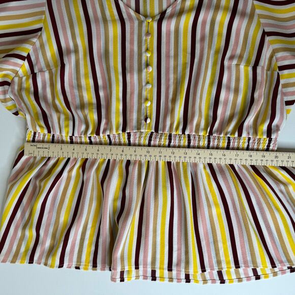 Lane Bryant Womens V-Neck Smock Waist Short Sleeve Top Sz 18 | Lightweight Flowy - Picture 16 of 16